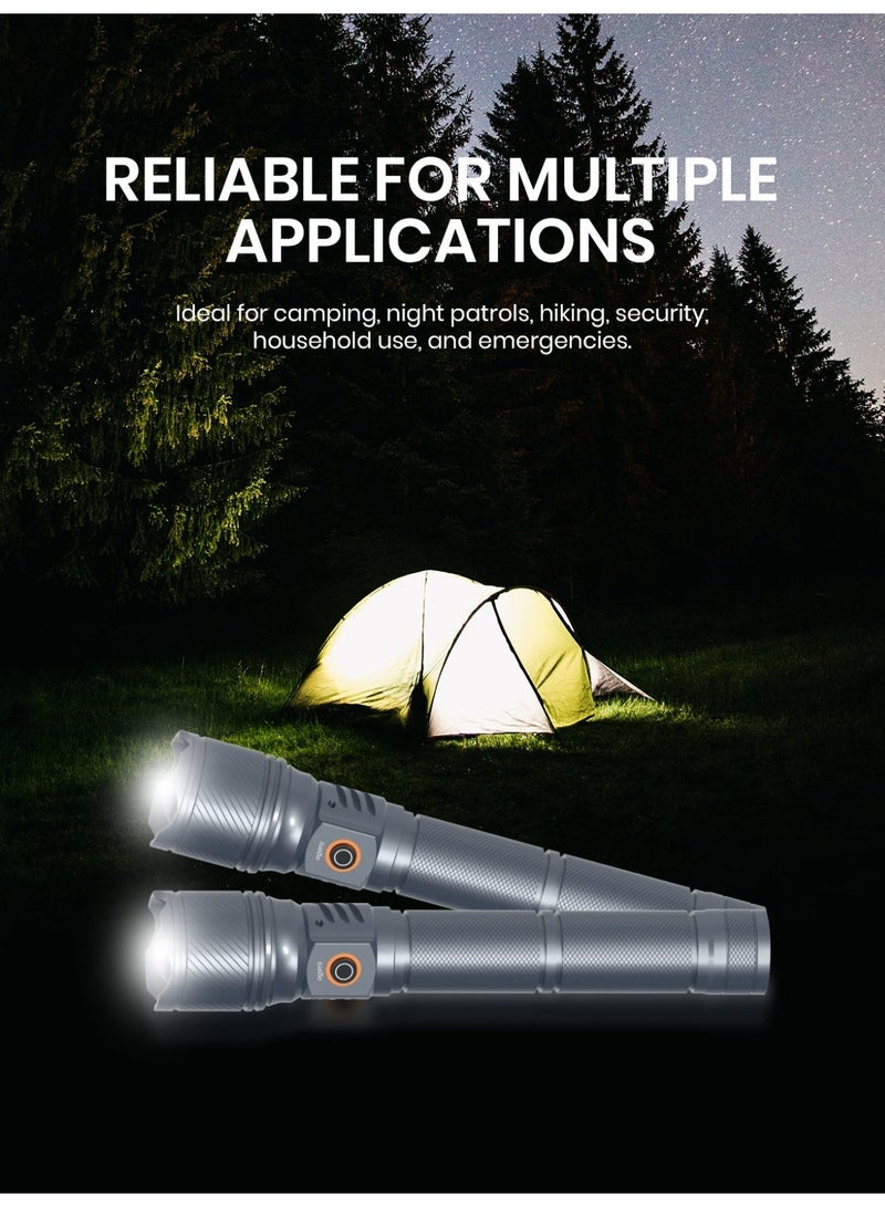 أوجيرا كشاف LED قابل لإعادة الشحن | كشاف تكتيكي فائق السطوع | سطوع عالي | بطارية 3SC طويلة العمر | تصميم صغير وقوي التحمل | مقاوم للماء | مثالي للتخييم والمشي وحالات الطوارئ | ضمان سنتين | OG1008SL | رمادي - Image 5